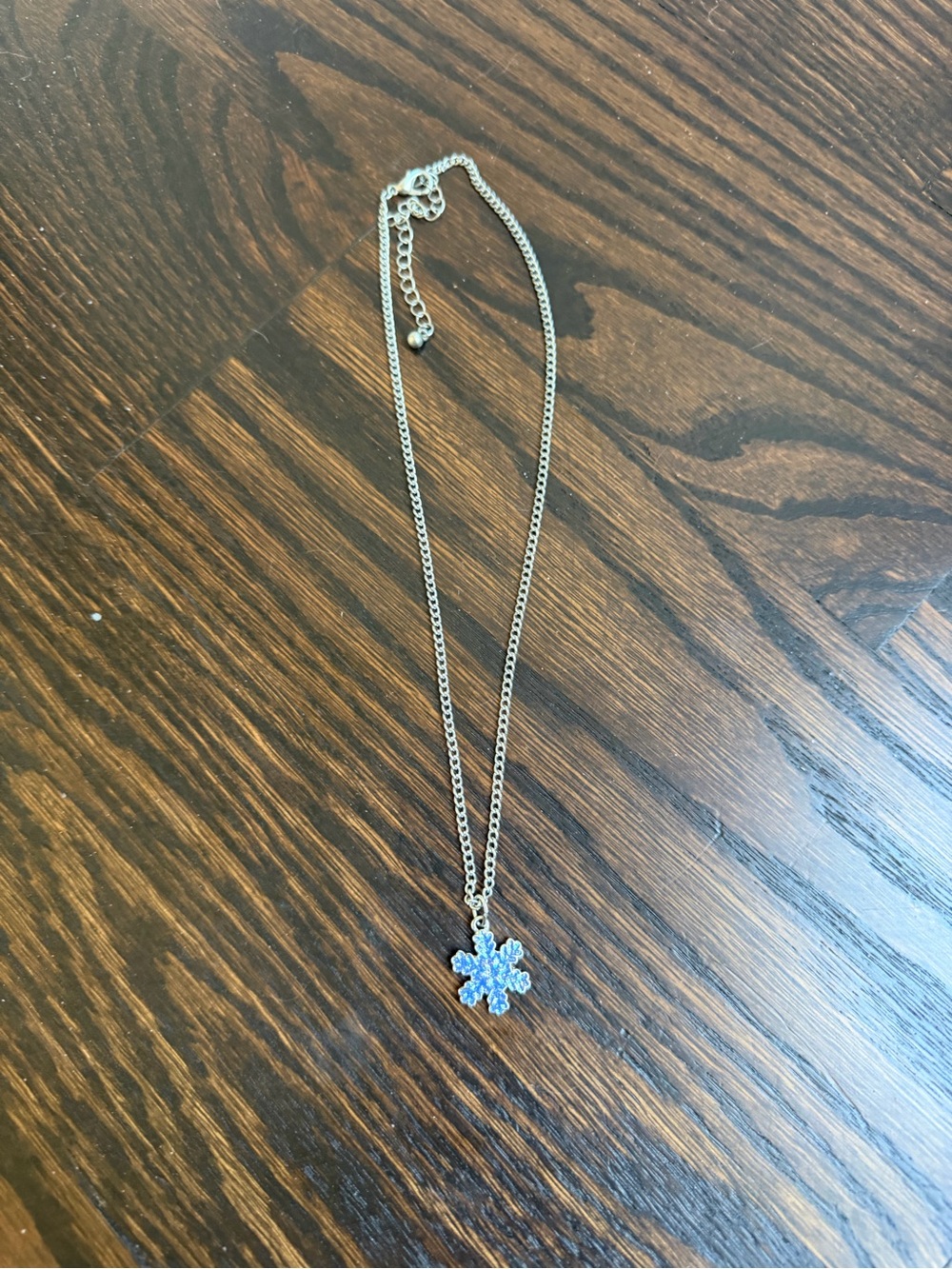Silver-toned Snowflake Pendant Necklace with Blue Stones